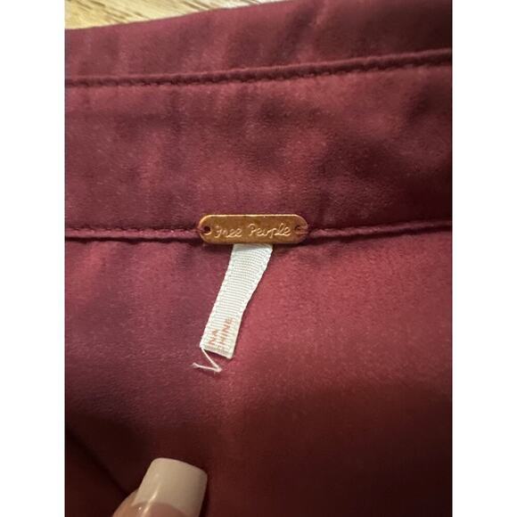 Free People Half Sheer Blouse, burgundy - Picture 5 of 5